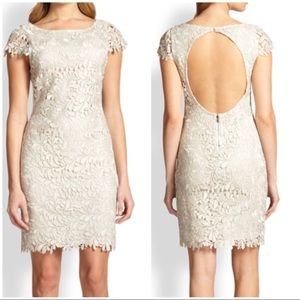 Size 2- Alice + Olivia Short Silver/white Lace Dress